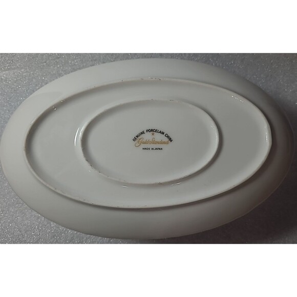 Beautiful Gold Standard Genuine Porcelain China Gravy Bowl with Attached Tray - Picture 6 of 6